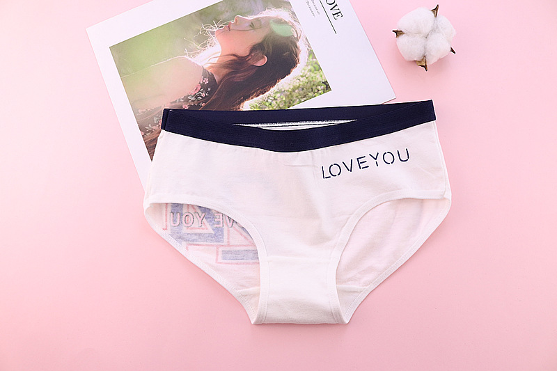 Quần lót nữ trung eo 100% cotton tập tin kích thước lớn in liền mạch dễ thương sexy cô gái tóm tắt