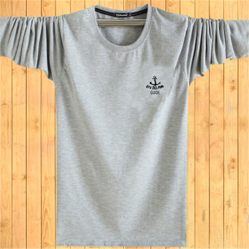 Áo thun dài tay mùa thu mới cho nam cổ tròn cotton rộng cộng với phân bón để tăng thêm cho mùa thu trung niên quần áo oversized 6xl ao thun nam