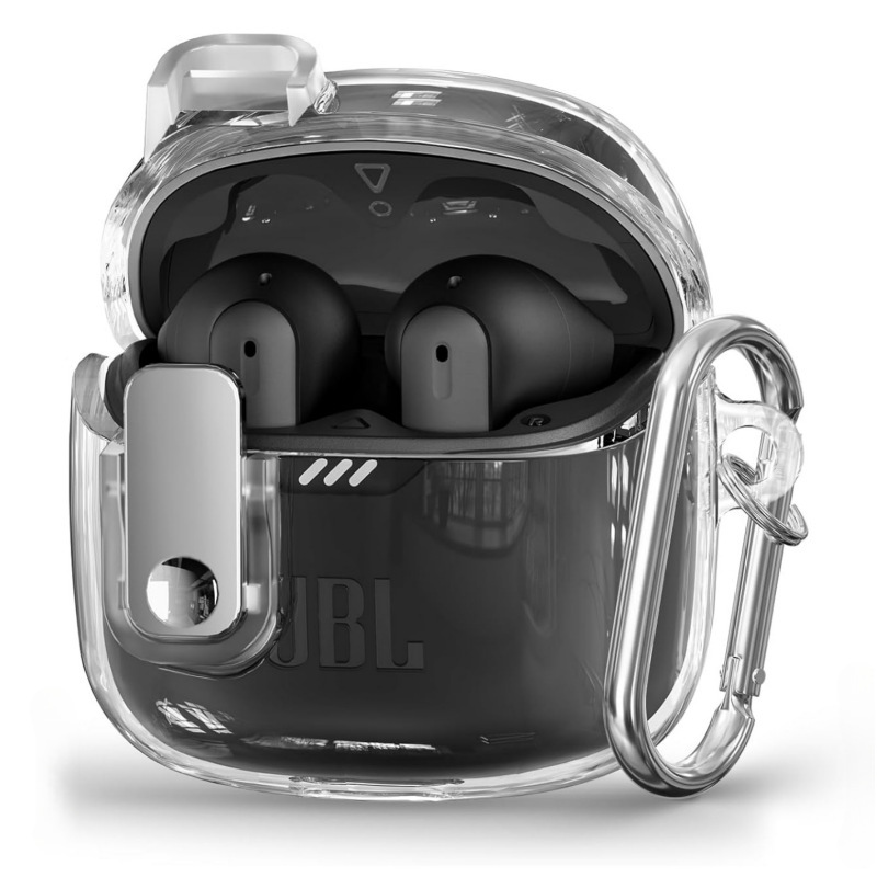Suitable for Jbl Small Crystal Bean Electroplated Lock Buckle Bluetooth Earphone Case, Suitable for Jbl Tune Flex2 Protective Case, Transparent and Does Not Fall Off the Cover