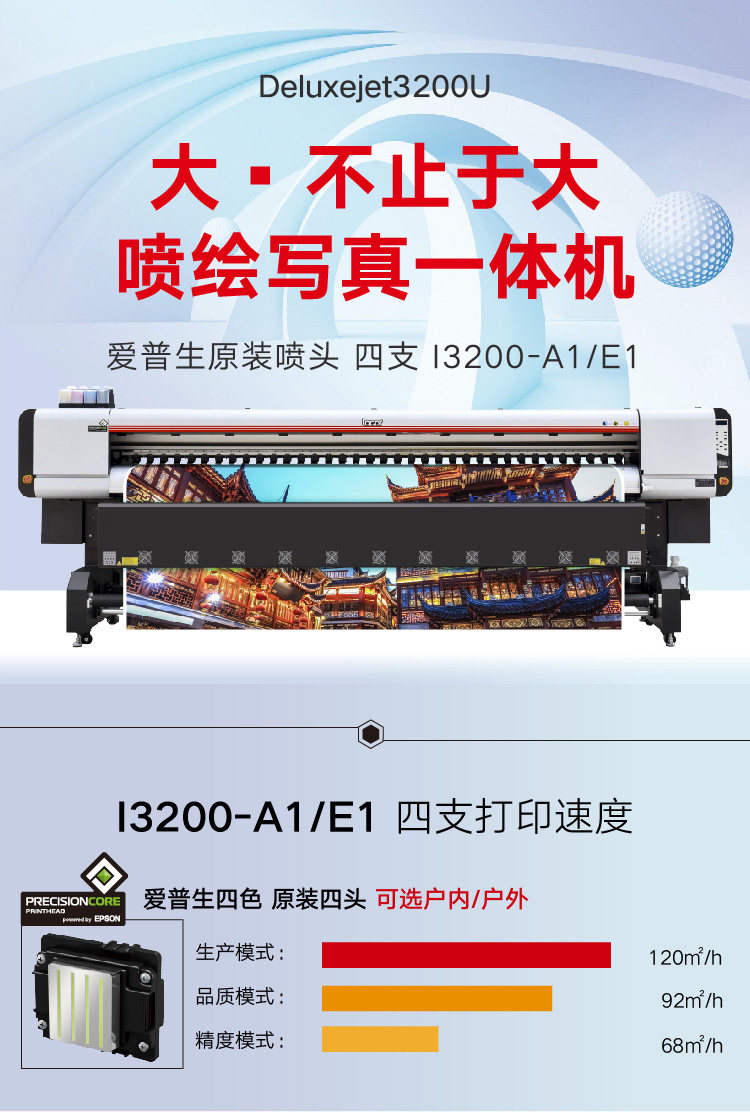 Фото машины locor乐彩四头写真机3.2米压电高精度压电写真机户内户外通用写真机标配爱普生四头3200喷头