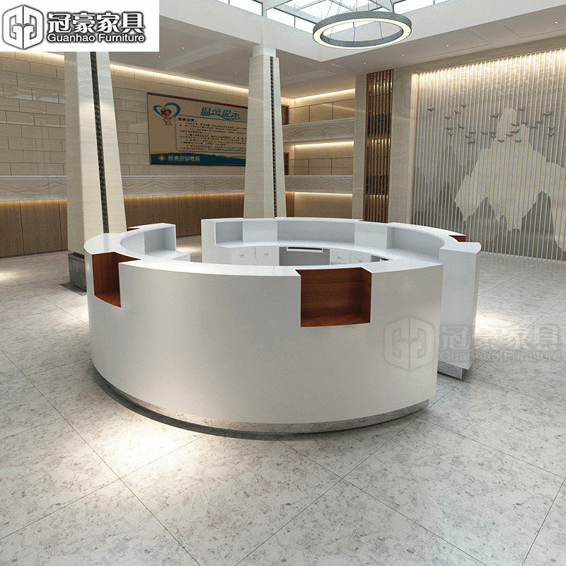 Round front desk reception desk custom curved bar counter semicircular guide desk desk tax Hall Service Desk
