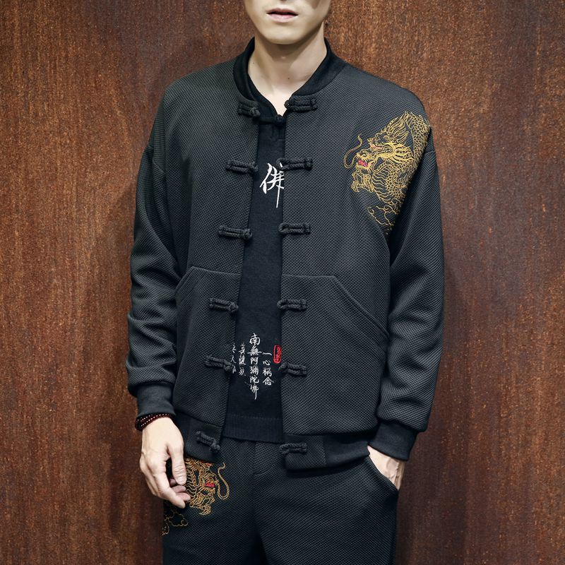 Trung Quốc Gió Tang Thanh niên thêu áo Vintage WindMan Suit Suit xuân áo khoác nam Trend trang phục dân tộc
