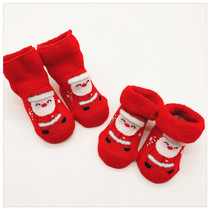 Foreign trade 6 months-1 years old thick Terry winter socks Christmas warm heart festive baby socks