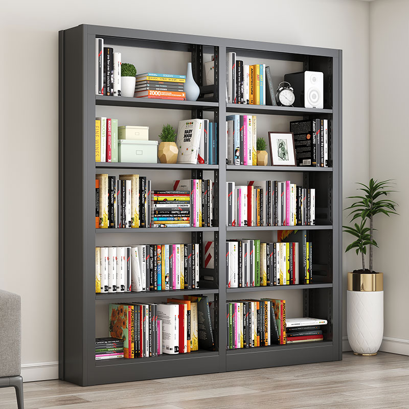 Steel double-sided library bookshelf Reading room Single-sided data file rack Bookstore household transfer iron bookshelf