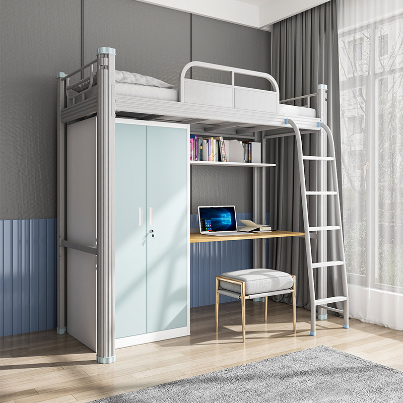 Dormitory College Student Bed Lower Table Single Apartment Overhead Bed Conjoined Bed With High And Low Bed Iron Art Bed Table And Chairs Combined Bed-Taobao