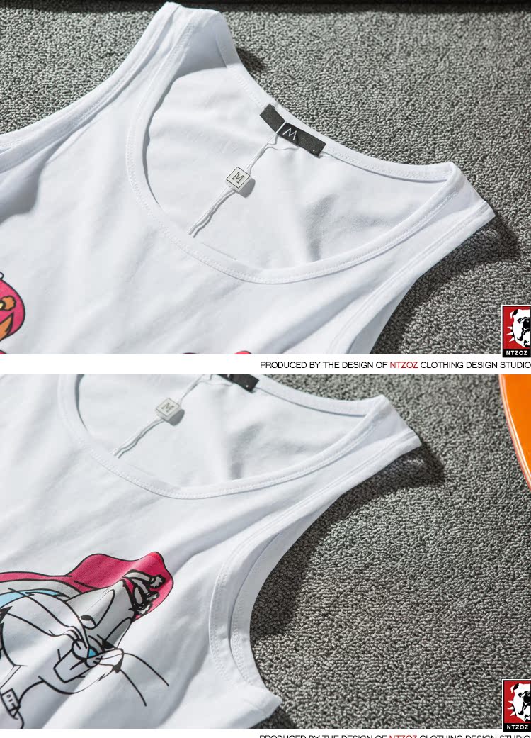 NTZOZ cotton mùa hè không tay hoạt hình in áo vest nam Nhật Bản thể thao lỏng lẻo thấm mồ hôi áo sơ mi nam áo thể thao nam
