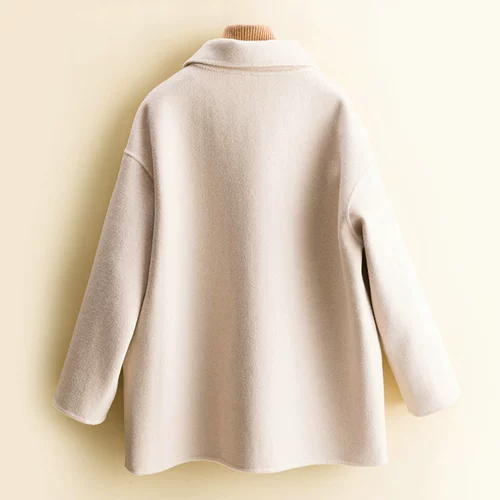 Приталенное короткое двусторонное кашемировое зимнее шерстяное пальто, увеличенная толщина, подходит для подростков