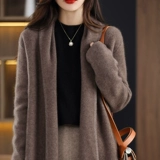 Кашемировый кардиган, трикотажная куртка, пальто, шерстяной свитер, увеличенная толщина, свободный крой