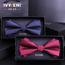 Mens bow tie Male wedding groom wedding wine red black best man collar flower suit Bow pocket towel suit