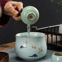 Hot cup bowl water glass cup wash Zen Japanese cup tea wash ceramic small kung fu tea set accessories Hot Cup disinfection household