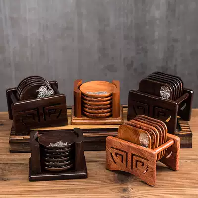 Ebony solid wood teacup mat Teacup holder Tea holder Kung Fu tea set Tea ceremony accessories Creative Japanese household round heat insulation