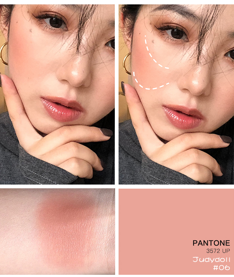 Judydoll Orange Blossoming Silky Monochrom Trang điểm màu nude Blush Pearlescent Matte Mermaid má hồng