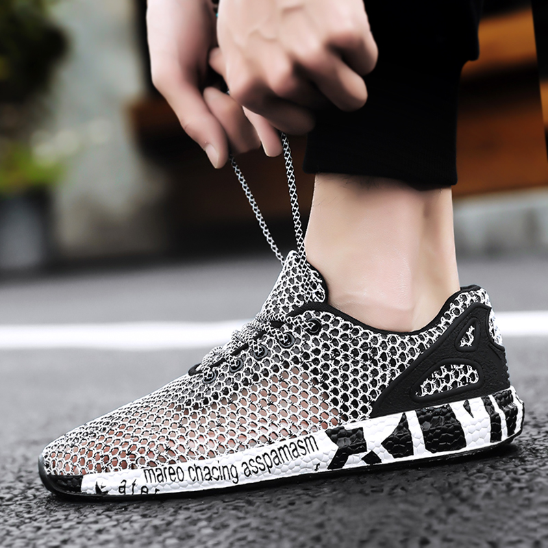 Sandshoe Men's Summer Net Face Breathable Hollowed-out Beach Casual Sports Tide Shoes Men's Covered Water Mesh Thin of Brook Shoes