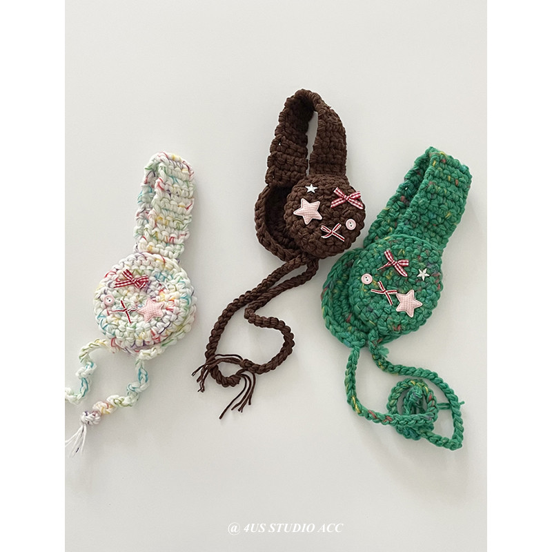 Winter Warmth Sen Ensemble Cute Stars Butterfly Knots Handknitted Wool earthen women's winter bicycling antifreeze ear cover-Taobao
