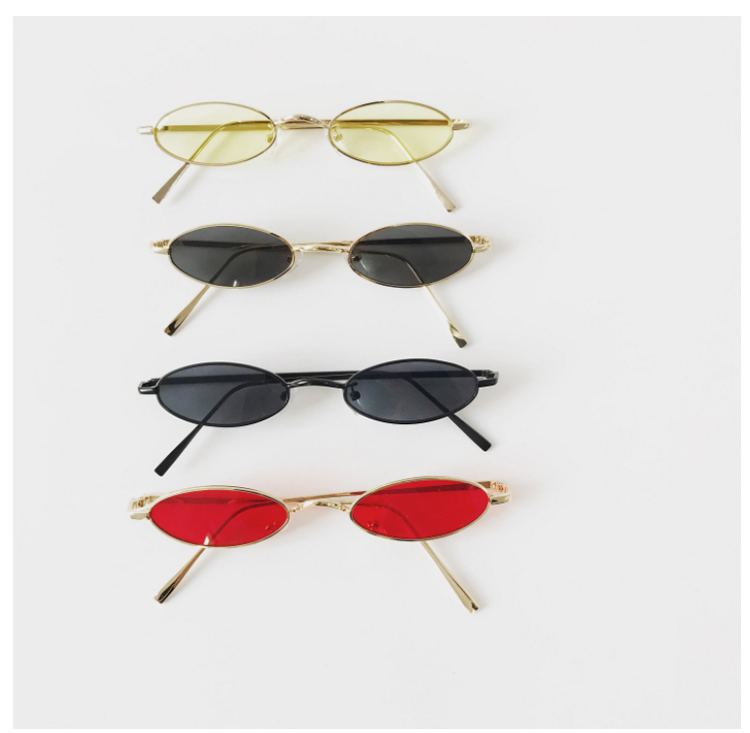 Hình dạng lõm retro Harajuku mini khung đường phố kính kính kim loại kính đỏ sao đỏ con dấu buồm với kính râm kinh mat