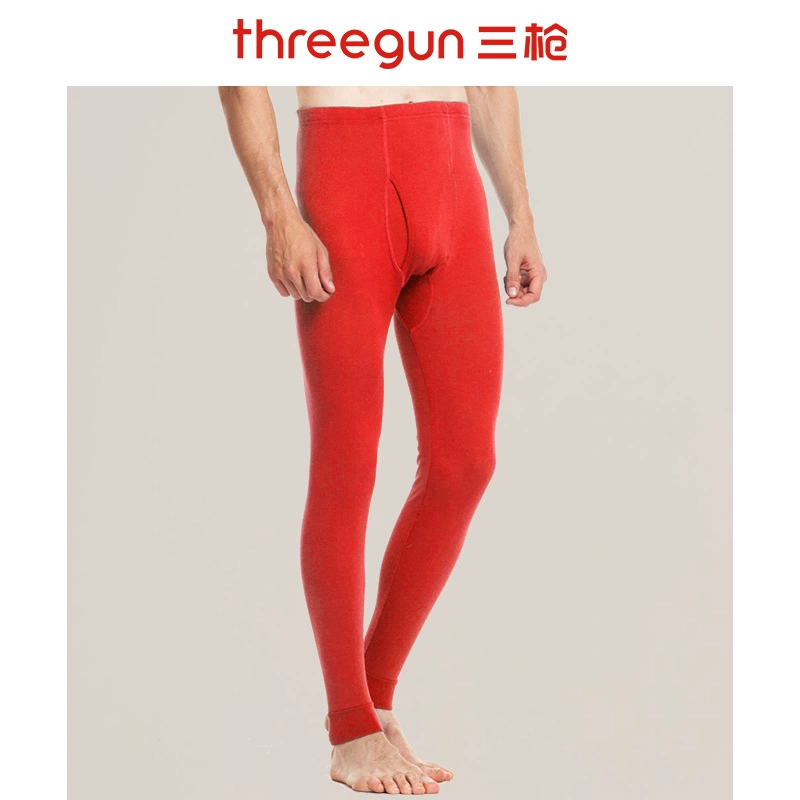 Ba khẩu súng lớn màu đỏ quần dài nam sinh năm sinh xà cạp cotton mùa thu và đông quần dài cotton quần một mảnh quần ấm - Quần nóng lên