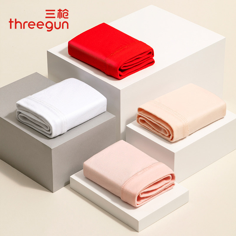 3 - piece of three - gun underwear female pure cotton streak high waist triangle pants breathable pure color bottle pants summer