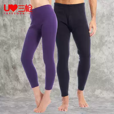 Three-shot warm pants men's winter plus velvet padded standing velvet patch warm trousers women's middle waist trousers couple health pants