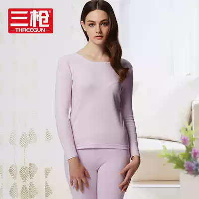 Three shots autumn clothes sanitary pants ladies cotton thick thermal underwear set round neck slim bottom cotton sweater autumn and winter