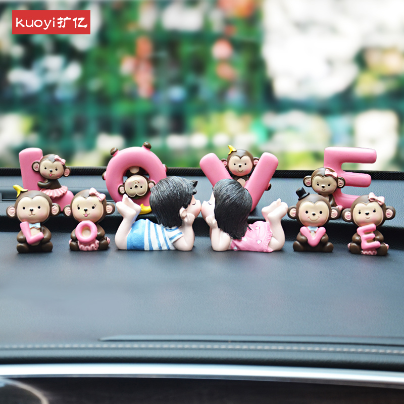 Car decoration Car interior decoration creative cute monkey doll car decoration beautiful interior center console decoration