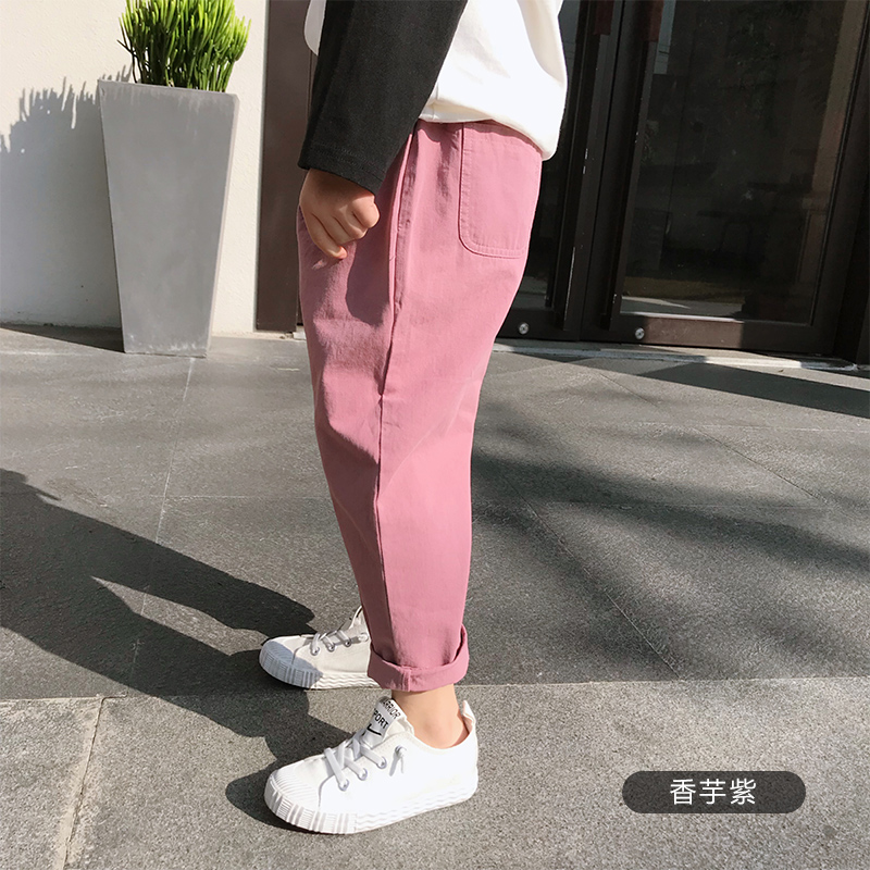 Girlpants mùa xuân ăn mặc 2019 trẻ em mới quần âu lỏng lẻo vừa trẻ em mùa xuân và mùa thu quần không khí Hàn Quốc phiên bản của trẻ em quần áo.