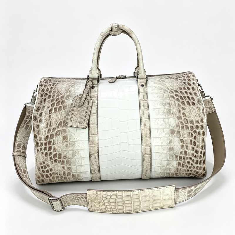 Business Travel Bag Large Capacity Handbag Boston Business Fashion Himalayan White Crocodile Leather Travel Bag for Men Business Travel Bag Large Capacity Handbag Boston Business Fashion Himalayan White Crocodile Leather Travel Bag for Men