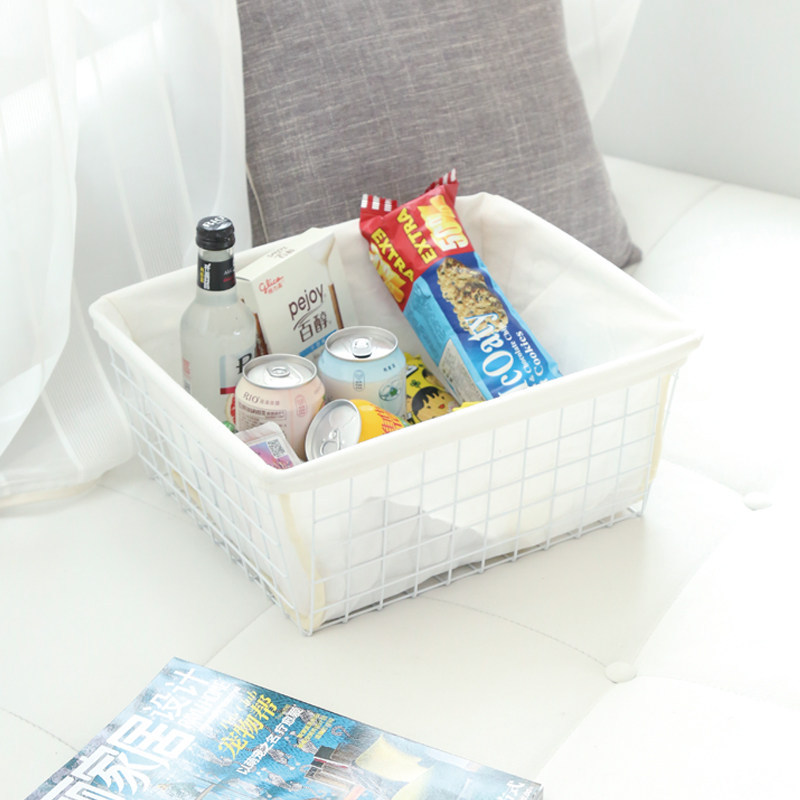 Yingmu wrought iron storage basket ins desktop snacks cosmetics fruit basket storage basket sundries bathroom dormitory storage basket