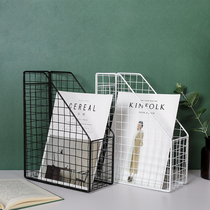 Office folder finishing desk storage Wrought iron storage box ins wind small fresh desktop file rack