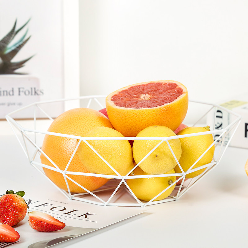 Nordic minimal fruit basket Iron hollow creative living room tea several housefruit disk network red snack basket