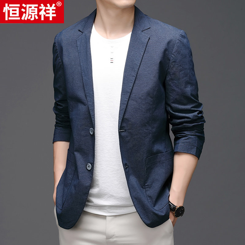 Hengyuanxiang Men's Spring and Autumn Korean Style Trendy Small Suit Middle-aged Casual Casual Suit Jacket Men's Top Single West