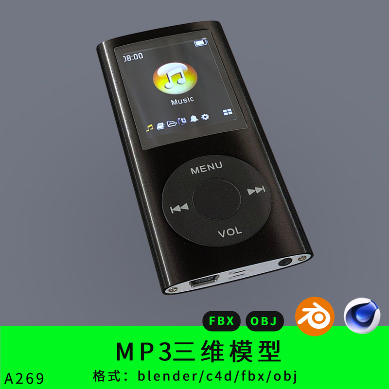 Mp3 3D Model 3D Material Blender/C4D/Fbx/Obj Realistic Music Player Mp3 3D Model 3D Material Blender/C4D/Fbx/Obj Realistic Music Player