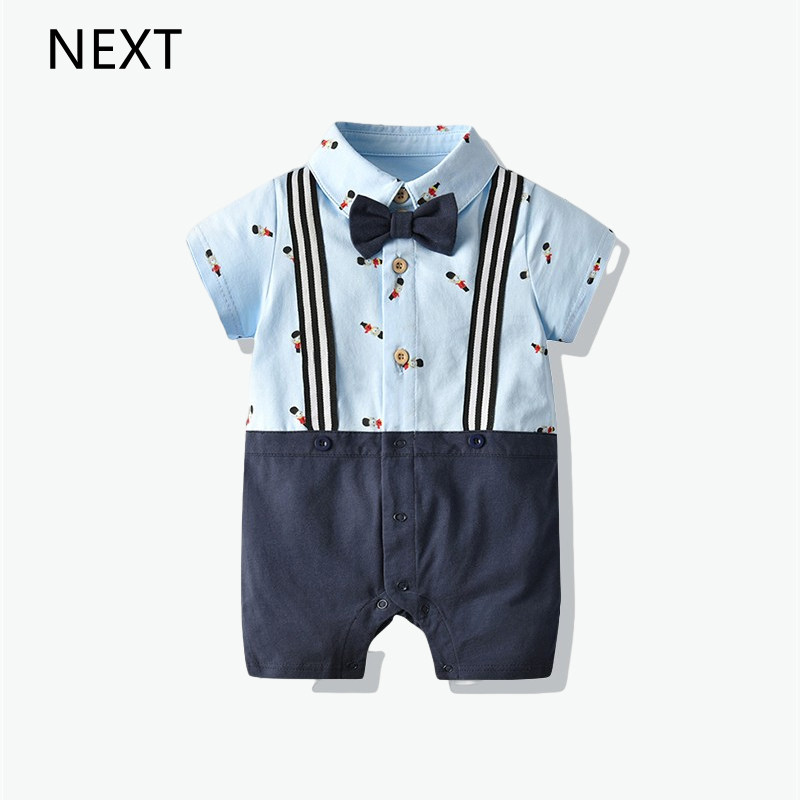 UK NEXT Full Moon Baby Clothes Summer Thin One Hundred Days Dress Out Baby Boys Jumpsuit Cotton