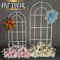 2021 New arch deep outdoor screen wrought iron Chinese props wedding scene layout flower frame Flower Gate Road introduction