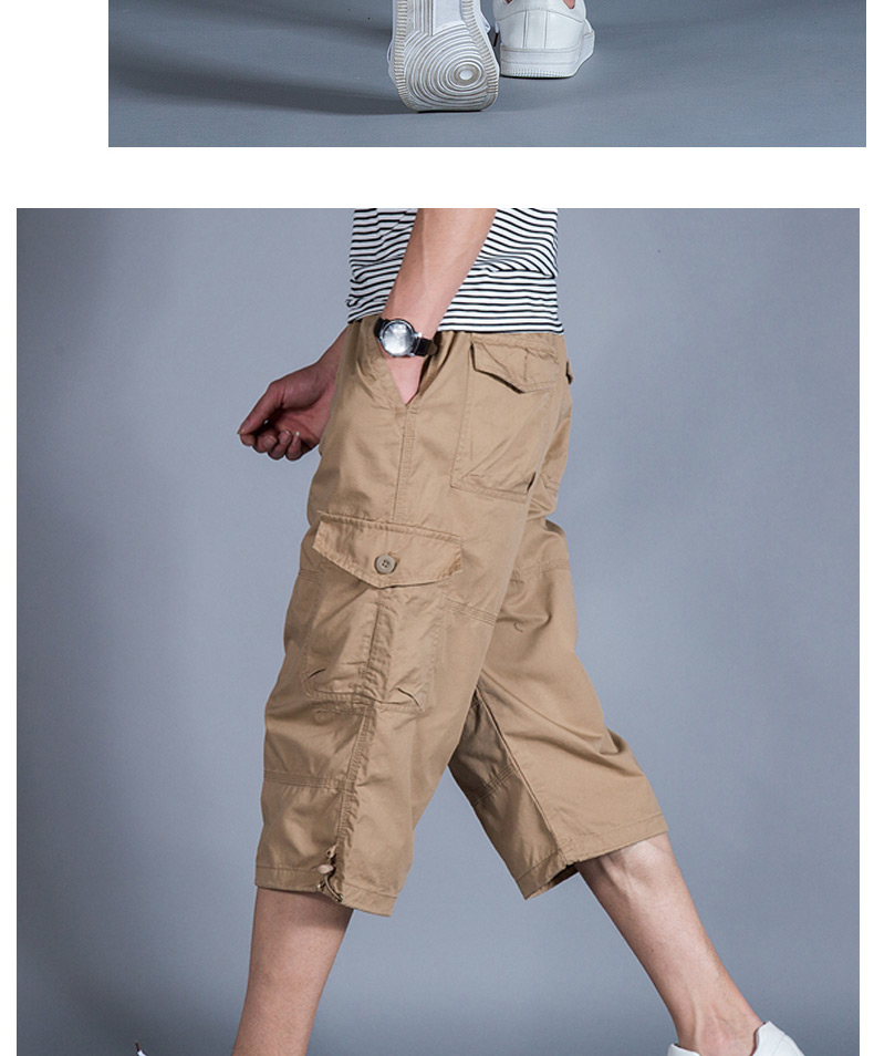 Mùa hè quần mỏng thể thao quần short nam quần dài thẳng giản dị quần nhiều túi quần cotton quần overalls nam - Quần short quần thể thao nam