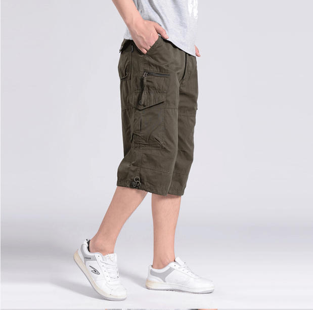 Phần mỏng bảy điểm dụng cụ quần short nam cộng với phân bón tăng quần short giản dị nam tám điểm quần nam thẳng lỏng kích thước lớn quần quần dài nam