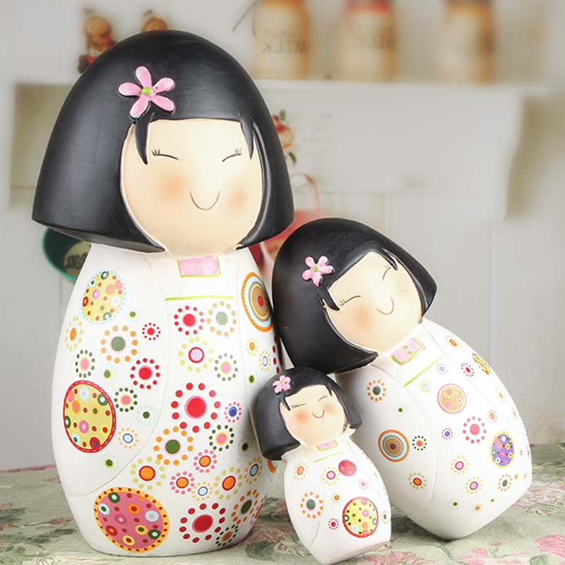 Children's savings piggy bank Japanese-style creative girl three-piece set ornaments 2021 new net red resin can be accessed