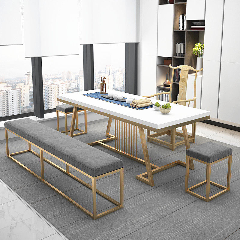 Modern Chinese tea table and chair combination iron tea table simple modern light luxury reception reception coffee table office household type