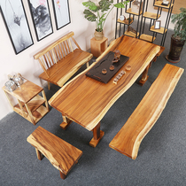 Walnut Wood whole board solid wood table table tea table tea table irregular natural side log large Class table conference table