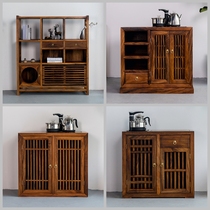 Walnut boiled water Tea cabinet bucket solid wood large board side cabinet simple living room shelf office Chinese household