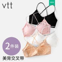 Beauty back sling Net red explosion gathering bra cross belt without steel ring vest sports underwear inner tie chest wrap chest