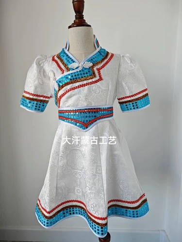 Монгольская мантика с половиной рукава детского выступления ежедневно лето этнические меньшинства Тонкие мужчины и девочки Монгольская одежда