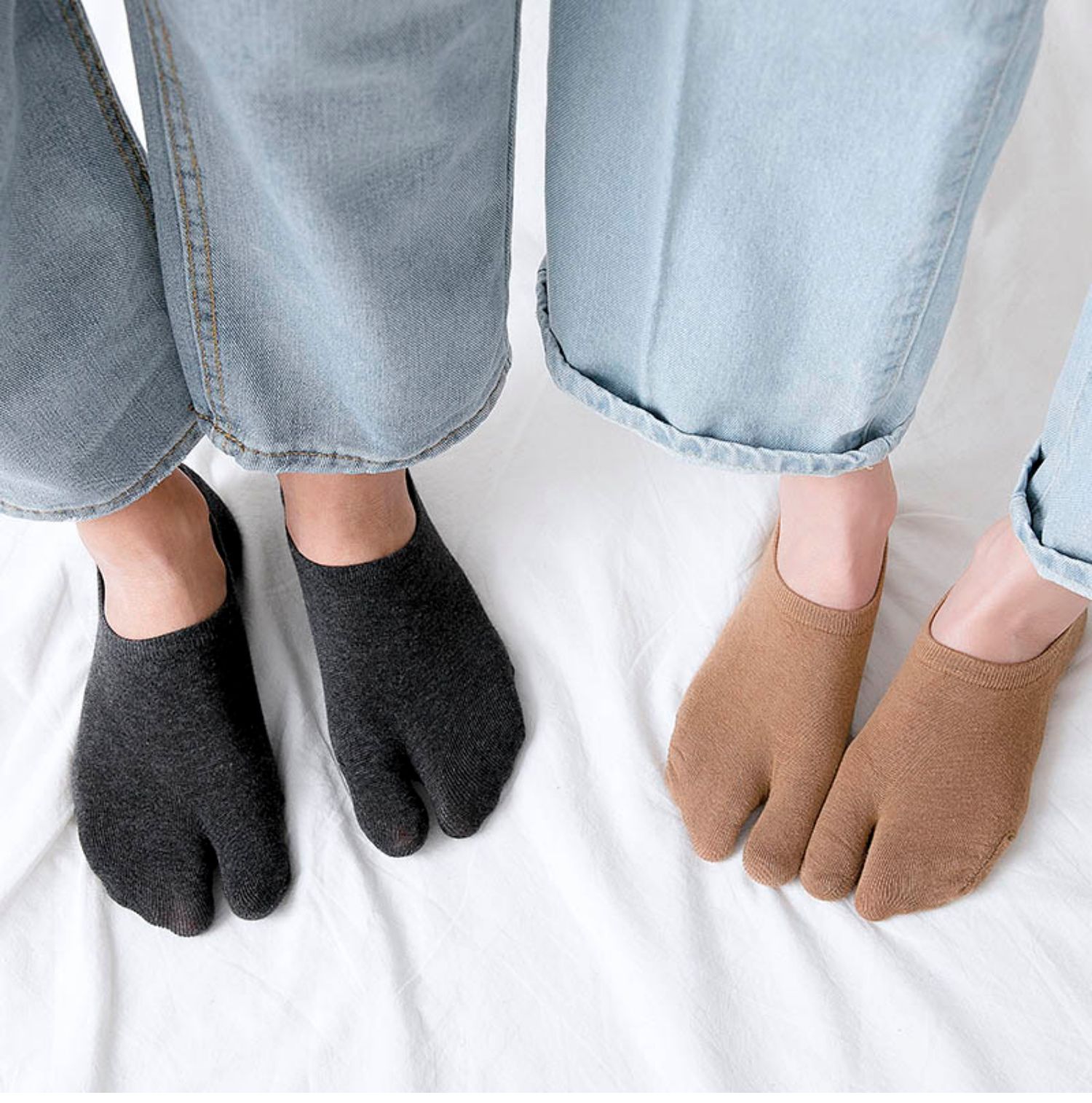 3 đôi vớ hai ngón chân chia ngón chân vớ cotton mùa hè vớ chống trượt silicone vớ vớ nông miệng rắn màu đôi thấp giúp phần mỏng hai ngón tay - Vớ bông quần tất nữ mùa đông