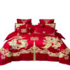 Langsha Chinese-Style Wedding Four-Piece Set Red Embroidered Wedding Room Wedding Embroidered Quilt Wedding Quilt Cover Bedding