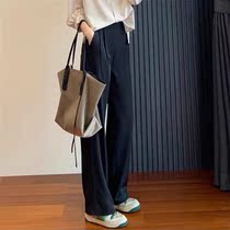 Kampi true silk high-end Japanese triacetate light thin and easy to crumple with high waist and western pants broad-legged pants female spring and summer