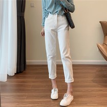 2021 Autumn New Bamboo Pole Legs High Bomb Without Bondage Slim Slim Straight Cylinder Pencil Pants Bull Trickles BAMBOO FIBER JEANS