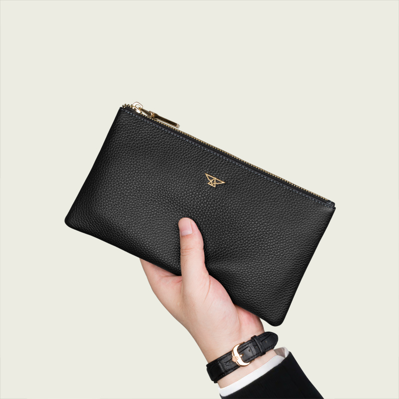Genuine leather small handbag men's hand held bag small number of soft cow leather men's wallet male long version Jane about mobile phone bag men's bag