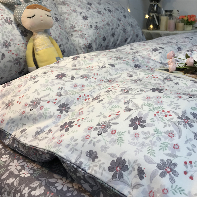 Cotton small floral quilt cover American Pastoral style double bed Single bed four-piece set 1 5m1 8m quilt cover