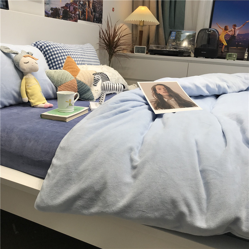 ins mix of milk suede small freshener girl hearts blue bed four pieces of coral suede 1 5 m flannel bed linen