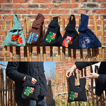 National wind cotton and hemp hand-sewn wrist bag walking bag Key bag knot change hand bag Mobile phone bag