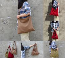 Handmade cloth bag Vintage big bag environmental protection large capacity shopping bag Casual wild double-layer patch shoulder bag